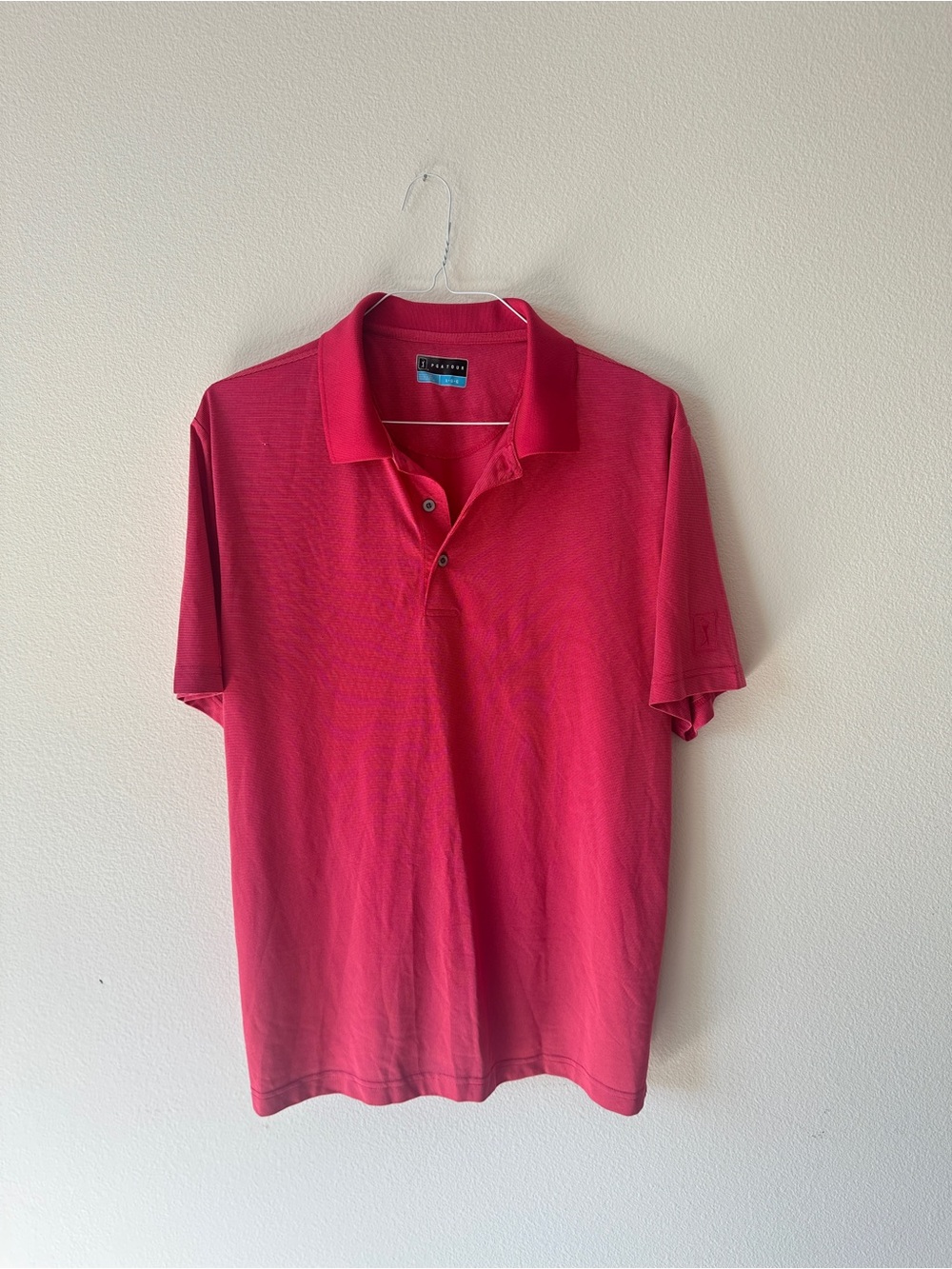 PGA TOUR Men's Performance Golf Polo Shirt - Vibrant Pink Size Large